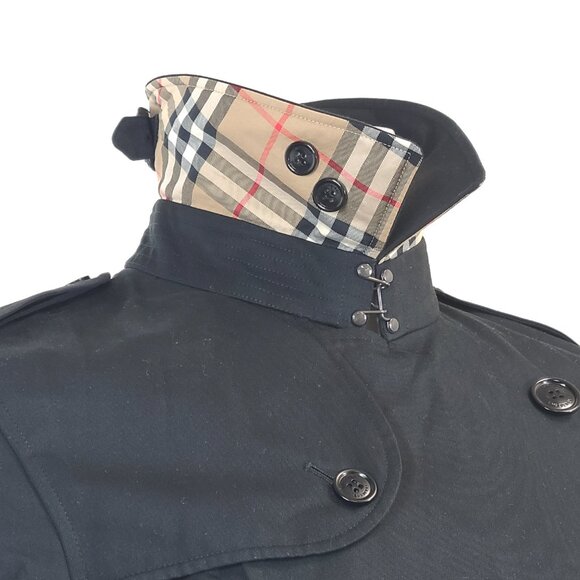 Burberry Women's Short Kensington Heritage Trench Coat Black Sz 12 / L LATEST - Picture 8 of 16